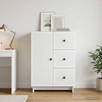 vidaXL Dressoir met lade Wit 66 x 34,5 x 90 cm Bewerkt hout, Verzenden, Nieuw, Overige houtsoorten, Minder dan 50 cm
