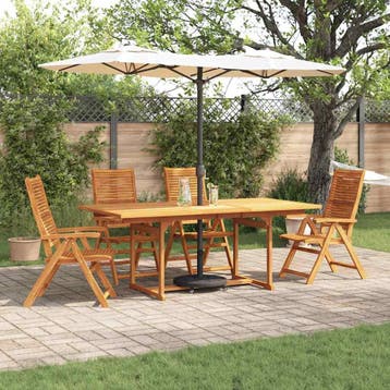 vidaXL Tuin eettafelset 5 st Bruin Massief Acaciahout, Tuin en Terras, Tuinsets en Loungesets, Verzenden, Nieuw, 5 zitplaatsen