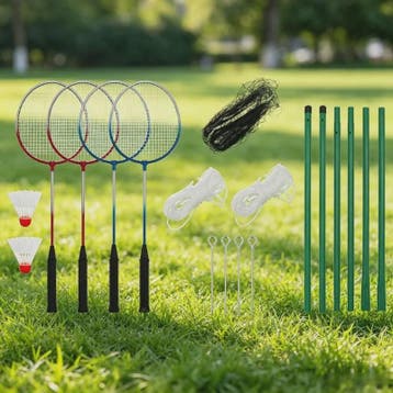 Draagbare Badminton Set met Net, 4 Rackets en Draagtas - Ide, Sport en Fitness, Badminton, Verzenden, Nieuw