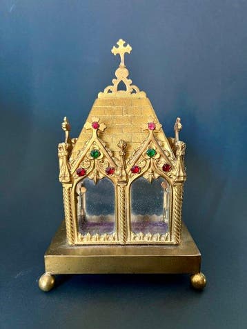 Reliekhouder - Verguld brons - 1850-1900 - Reliekschrijn