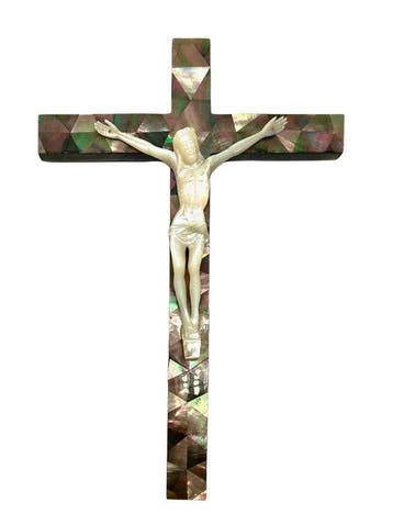 sculptuur, Crocifisso da parete in madreperla - 22.5 cm -