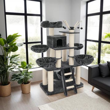 Krabpaal Gismo 195cm - grijs/wit, Dieren en Toebehoren, Katten-accessoires, Verzenden, Nieuw