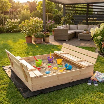 Zandbak 120x120 | Hout met Deksel | Nieuw | Scherpe Prijs, Tuin en Terras, Zand, Ophalen of Verzenden, Nieuw, Overige typen