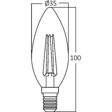 LED Lamp E14 Kaars Filament - Brinton - Helder 4W 470lm -, Ophalen of Verzenden, Nieuw, E14 (klein), Led-lamp