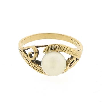 10 karaat ring met parel, Sieraden, Tassen en Uiterlijk, Ringen, Gebruikt, Geel, Ophalen of Verzenden, 17 tot 18