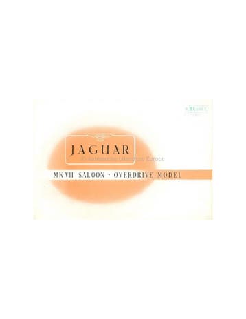 1955 JAGUAR MK VII SALOON BROCHURE ENGELS, Nieuw, Author