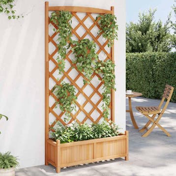 vidaXL Plantenbak met latwerk 90x35x180 cm massief vurenhout, Verzenden, Minder dan 60 cm, Nieuw, 60 cm of meer