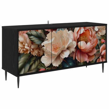vidaXL Tv-meubel BORNE 102 x 33 x 51 cm Zwart eiken Bewerkt, Minder dan 50 cm, Verzenden, Nieuw, Minder dan 100 cm