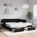 vidaXL Slaapbank met onderschuifbed en lades 90x190 cm, 90 cm, Eenpersoons, Verzenden, Zwart