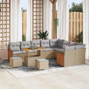 vidaXL Tuinbankenset 12 st 12-Aantal zitplaatsen Beige en, Verzenden, Nieuw, 2 zitplaatsen