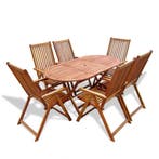 vidaXL 7-delige Tuinset massief acaciahout, Verzenden, 6 zitplaatsen, Nieuw, Tuinset
