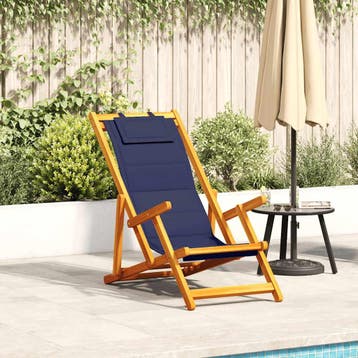 vidaXL Inklapbare stoel met armleuningen, blauw acaciahout, Verzenden, Nieuw, Hout