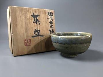 Exquisite Japanese Kuromuta Ware Oribe-Glazed Matcha Chawan, Antiek en Kunst