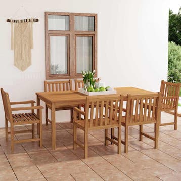 vidaXL 7-delige tuinset 200x100 cm massief teakhout, Verzenden, Nieuw, Hout, Tuinset