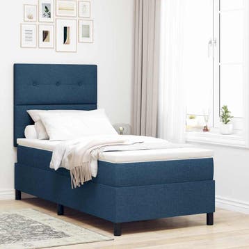 vidaXL Boxspringbed met kussen met hoofdeinde Blauw 100 x, Eenpersoons, Nieuw, Stof, Verzenden