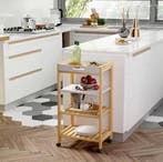 Witte Keukenwagen met Planken & Afneembaar Dienblad, Verzenden, Nieuw