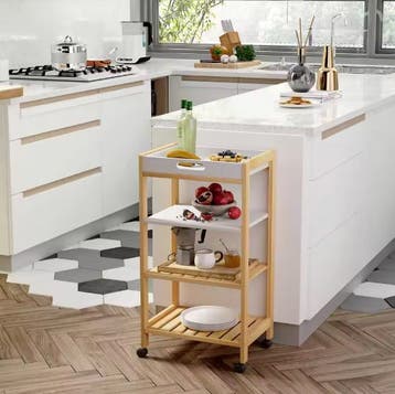 Witte Keukenwagen met Planken & Afneembaar Dienblad, Verzenden, Nieuw