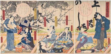 Utagawa Kunisada • Bezoek aan een bloeiend theater • Japanse