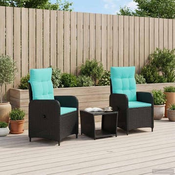 vidaXL Tuin loungeset 3 st PE Rattan en Poeder-Coated Staal, Huis en Inrichting, Overige Huis en Inrichting, Verzenden, Nieuw