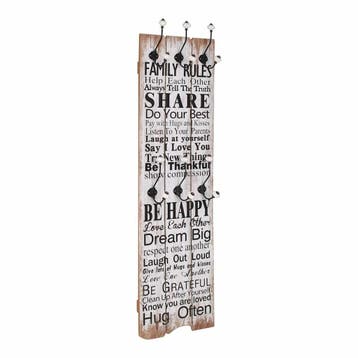 vidaXL Wandkapstok met 6 haken FAMILY RULES 120x40 cm, Verzenden, Nieuw