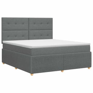 vidaXL Boxspringbed met matras Donkergrijs 140 x 200 cm Stof, Huis en Inrichting, Slaapkamer | Bedden, Verzenden, Nieuw