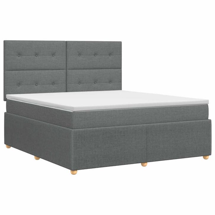 vidaXL Boxspringbed met matras Donkergrijs 140 x 200 cm Stof, Huis en Inrichting, Slaapkamer | Bedden, Nieuw, Verzenden