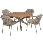 Manitoba  Prado dining tuinset 130 cm rond 5 delig zand, Ophalen of Verzenden, Nieuw