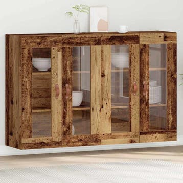 vidaXL Wandkasten 2 pcs Oud Hout 69,5 x 34 x 90 cm Bewerkt, Minder dan 50 cm, Verzenden, Nieuw, Minder dan 100 cm