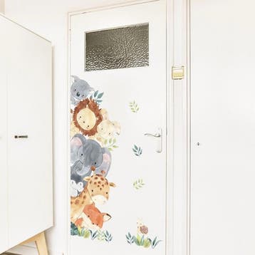 Grote muur- of deur stickerset Baby Jungle Animals, Verzenden, Nieuw, Wanddecoratie