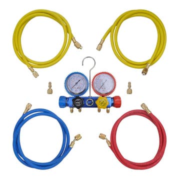 vidaXL Manometer 4-richtingen set in opbergkoffer, Verzenden, Nieuw
