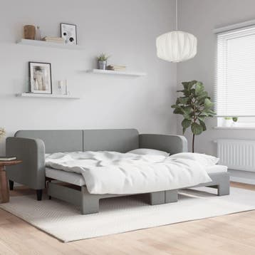vidaXL Slaapbank met onderschuifbed 100x190 cm stof, 100 cm, Eenpersoons, Verzenden, Nieuw