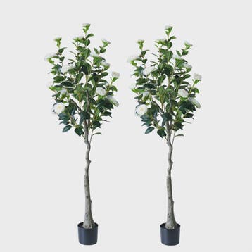 Set van 2 Kunst Camellia Bomen - Realistische Kunstplant met, Verzenden, Nieuw