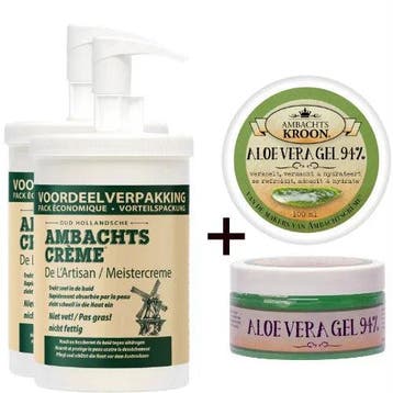 2x 1000ml pomp Ambachtscreme + 1x aloe vera 100ml, Verzenden, Nieuw
