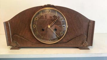 Kastklok - Art Deco - eiken- messing- Kienzle - 1920-1930 -, Antiek en Kunst, Antiek | Klokken