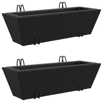 Balkonbakken Poly Rattan 2st | Laatste Stuk!, Tuin en Terras, Bloembakken en Plantenbakken, Overige materialen, Minder dan 30 cm