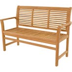 Stripe tuinbank teak 142 cm - bruin, Ophalen of Verzenden, Nieuw, Bruin