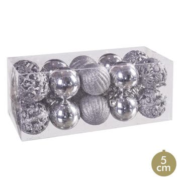 Kerstballen set 20 stuks Zilver Ø 5 cm, Diversen, Kerst, Ophalen of Verzenden, Nieuw