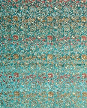 Polyester Polyamide Brokaat Bloemen Blauw, Nieuw, Blauw
