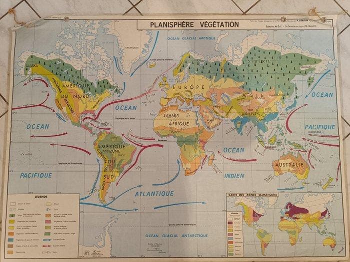 CONTINE - WERELD; MDI - planisphère végétation planisphère, Boeken, Atlassen en Landkaarten
