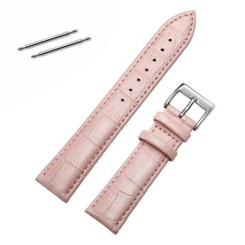 Fako® - Horlogebandje - Echt Leer - 18mm - Croco - Roze, Verzenden, Nieuw