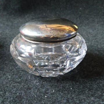 Pot - Kristal, Zilver - potje zilveren karamels, Antiek en Kunst