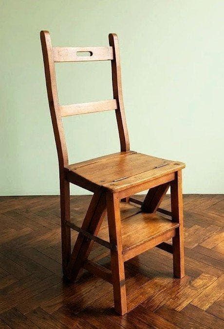 Stoel - Hout - Bibliotheektrap, Antiek en Kunst, Curiosa en Brocante