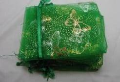 Cadeauzakje giftbag organza golden butterfly appelgroen 7x9, Ophalen of Verzenden, Nieuw