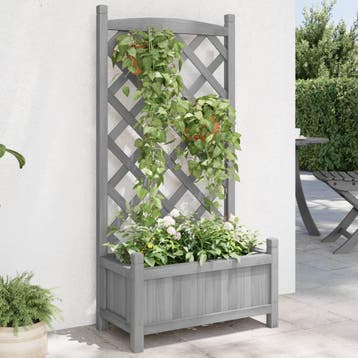 vidaXL Plantenbak met latwerk 55x29,5x110 cm massief, Verzenden, Nieuw, Hout