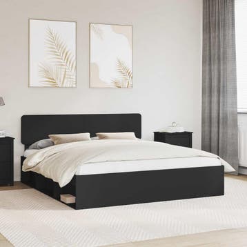 vidaXL Bedframe met hoofdeinde Zwart 180 x 200 cm Massief, Huis en Inrichting, Verzenden, Zwart, Hout, Nieuw