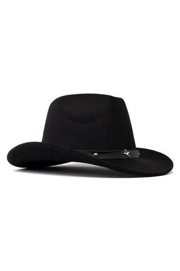 KIMU® Cowboyhoed Zwart Wolvilt Ster Zwarte Cowboy Western Ho, Ophalen of Verzenden, Nieuw, Overige maten, Carnaval