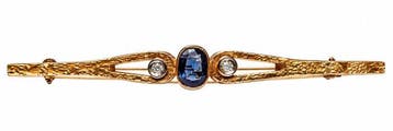 Broche - 18 karaat Geel goud Saffier - Diamant