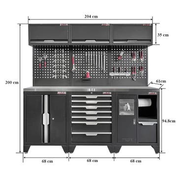 Gereedschapskasten set wandlengte 204 cm. metaal omkleed, Ophalen of Verzenden, Nieuw