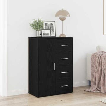 vidaXL Dressoir Zwart Eiken 60 x 31 x 84 cm Bewerkt hout, Huis en Inrichting, Kasten | Dressoirs, Verzenden, Nieuw, Overige houtsoorten