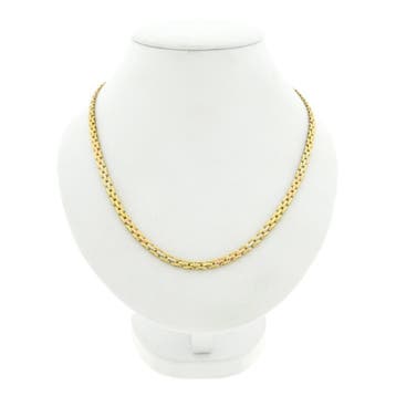 Tricolor gouden fantasieschakel ketting, Sieraden, Tassen en Uiterlijk, Kettingen, Ophalen of Verzenden, Gebruikt, Goud, Goud